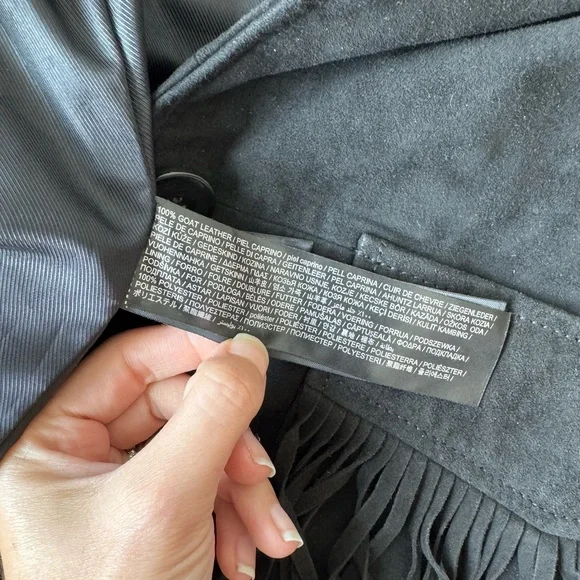 Mango Small Black Fringe Suede Jacket